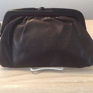 Leather brown clutch handbag Italy